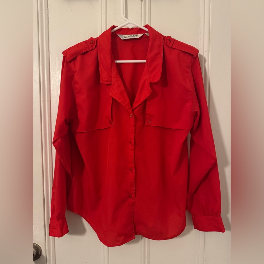Diane von Furstenberg cherry red polyester blouse / top